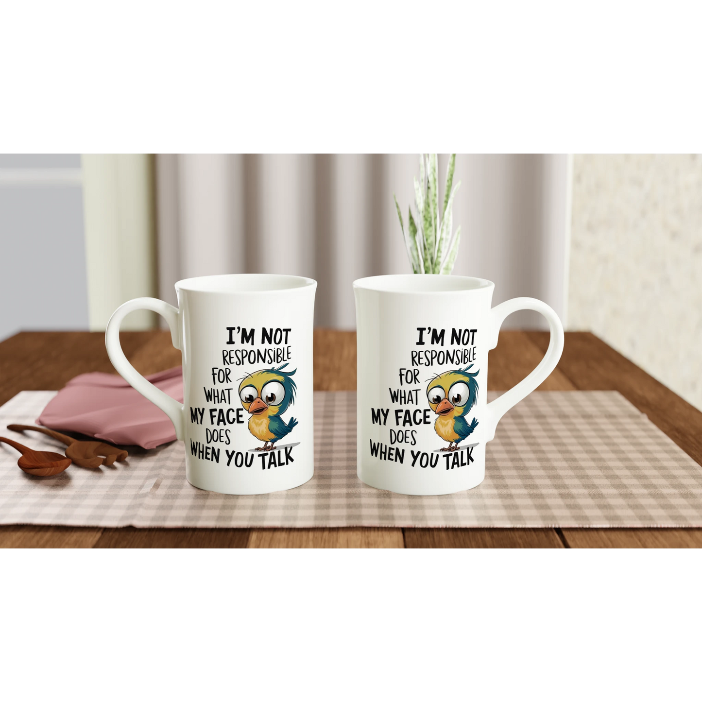I'm Not Responsible For What My Face Does When You Talk - Personalised White 10oz Porcelain Slim Mug , Animal Sarcastic , Porcelain Mug