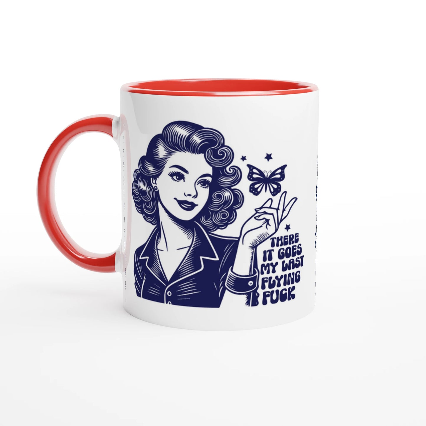 There Goes My Last Flying - Personalised 11oz Ceramic Mug Ceramic Red , Retro Woman Sarcastic Vintage Housewife , 11oz Mug
