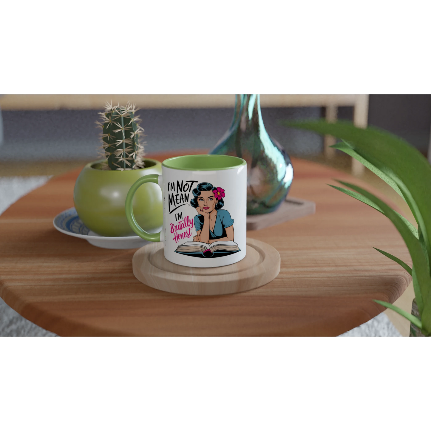 I'm Not Mean, I'm Brutally Honest - Personalised 11oz Ceramic Mug , Retro Woman Sarcastic Vintage Housewife , 11oz Mug