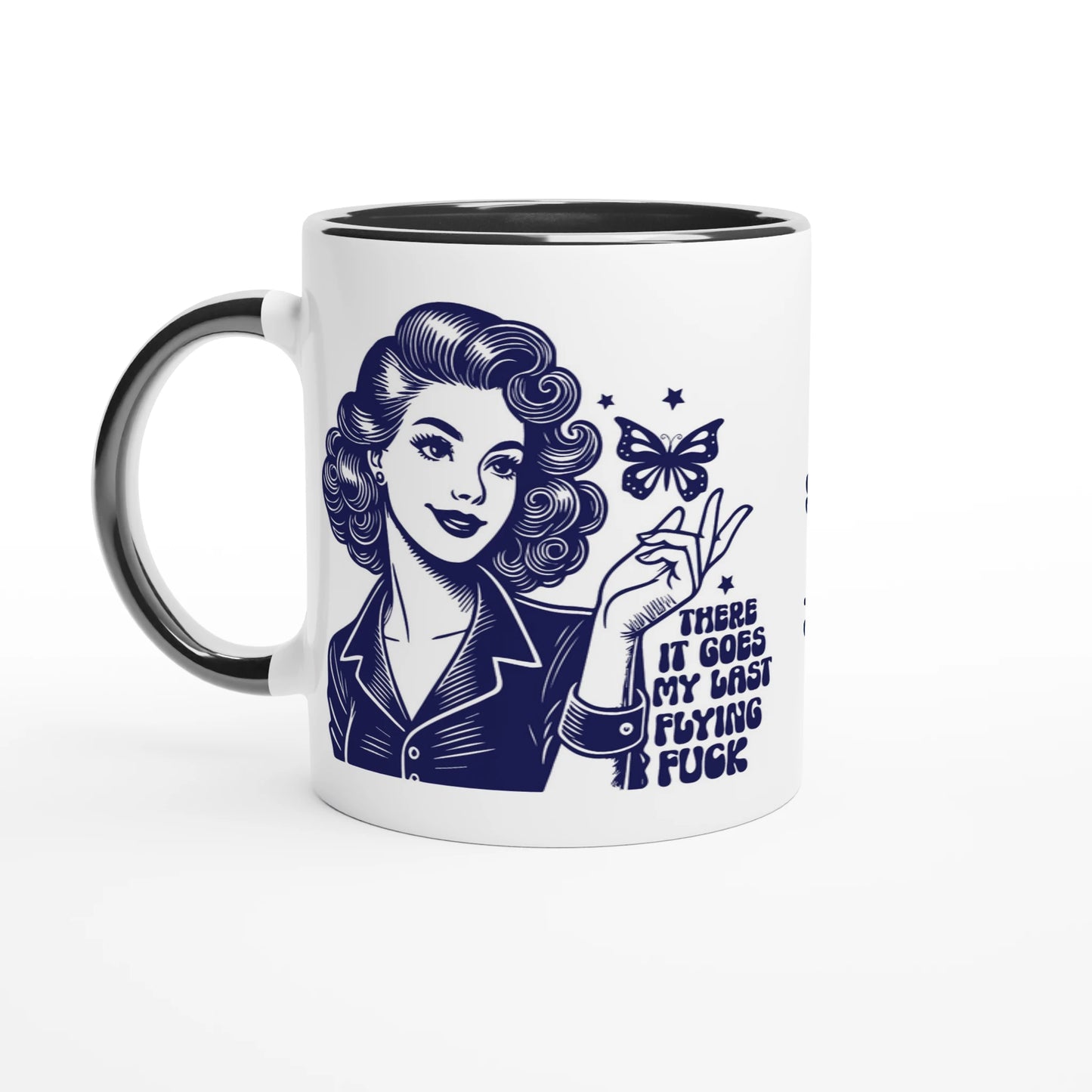 There Goes My Last Flying - Personalised 11oz Ceramic Mug Ceramic Black , Retro Woman Sarcastic Vintage Housewife , 11oz Mug