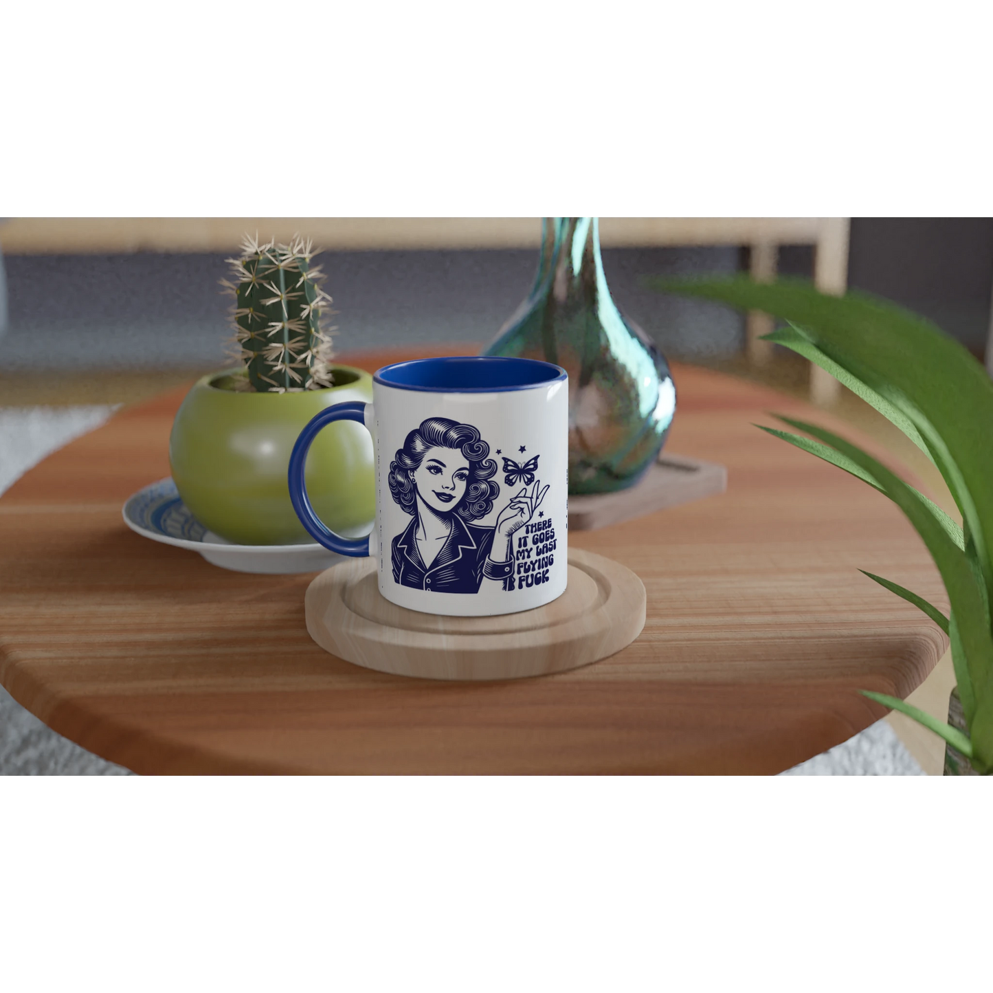 There Goes My Last Flying - Personalised 11oz Ceramic Mug , Retro Woman Sarcastic Vintage Housewife , 11oz Mug