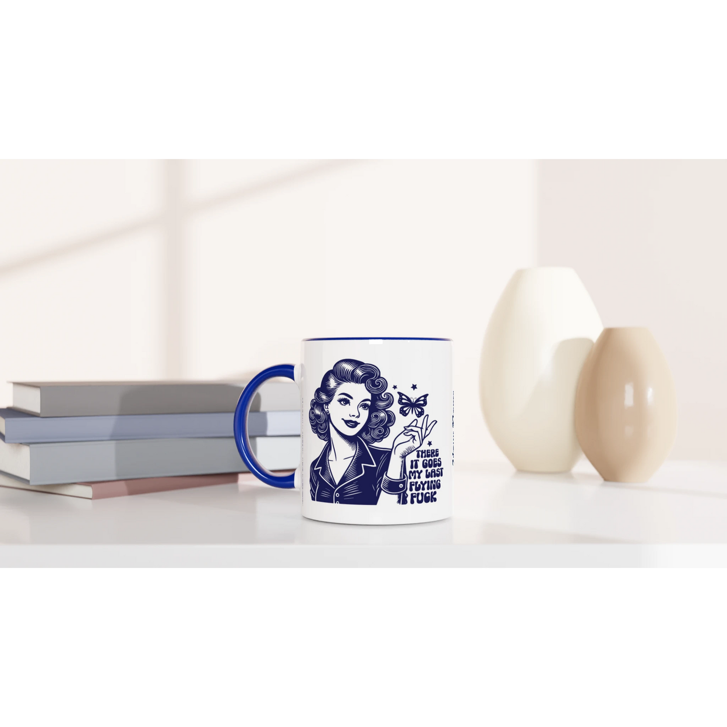 There Goes My Last Flying - Personalised 11oz Ceramic Mug , Retro Woman Sarcastic Vintage Housewife , 11oz Mug