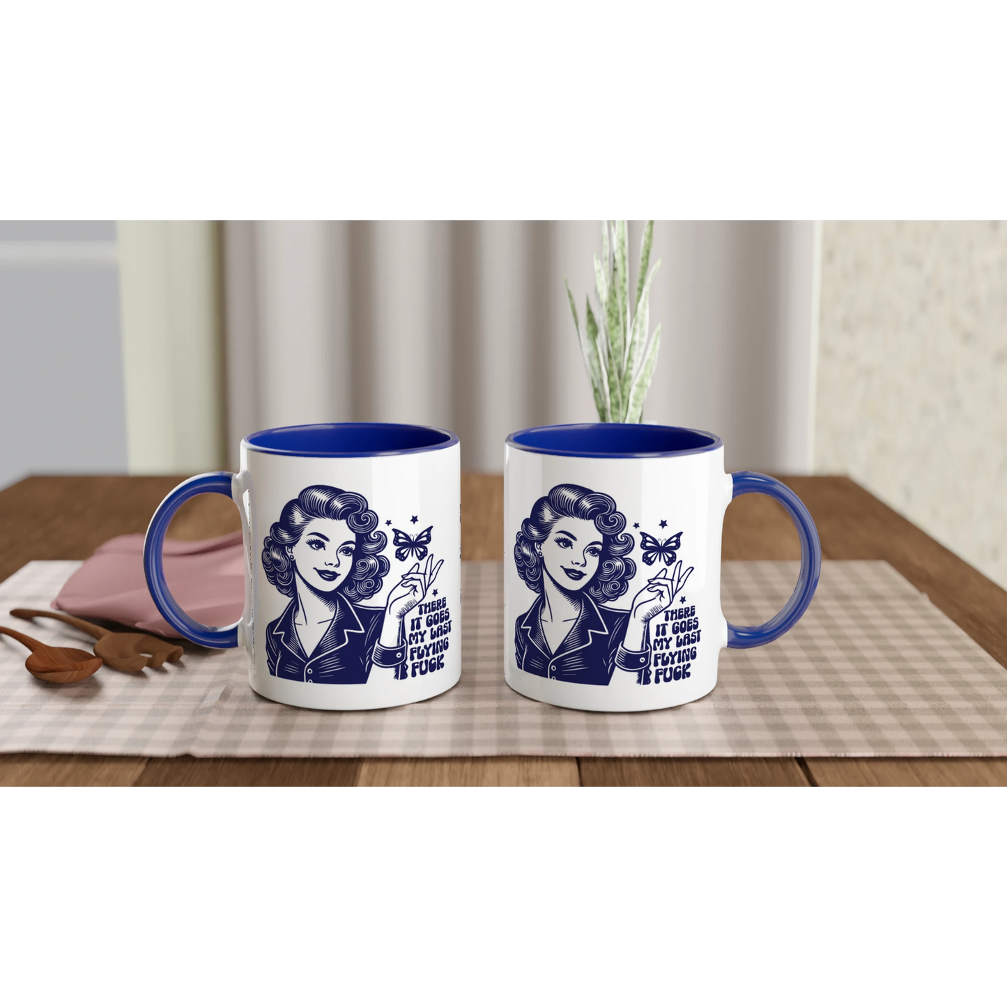 There Goes My Last Flying - Personalised 11oz Ceramic Mug , Retro Woman Sarcastic Vintage Housewife , 11oz Mug