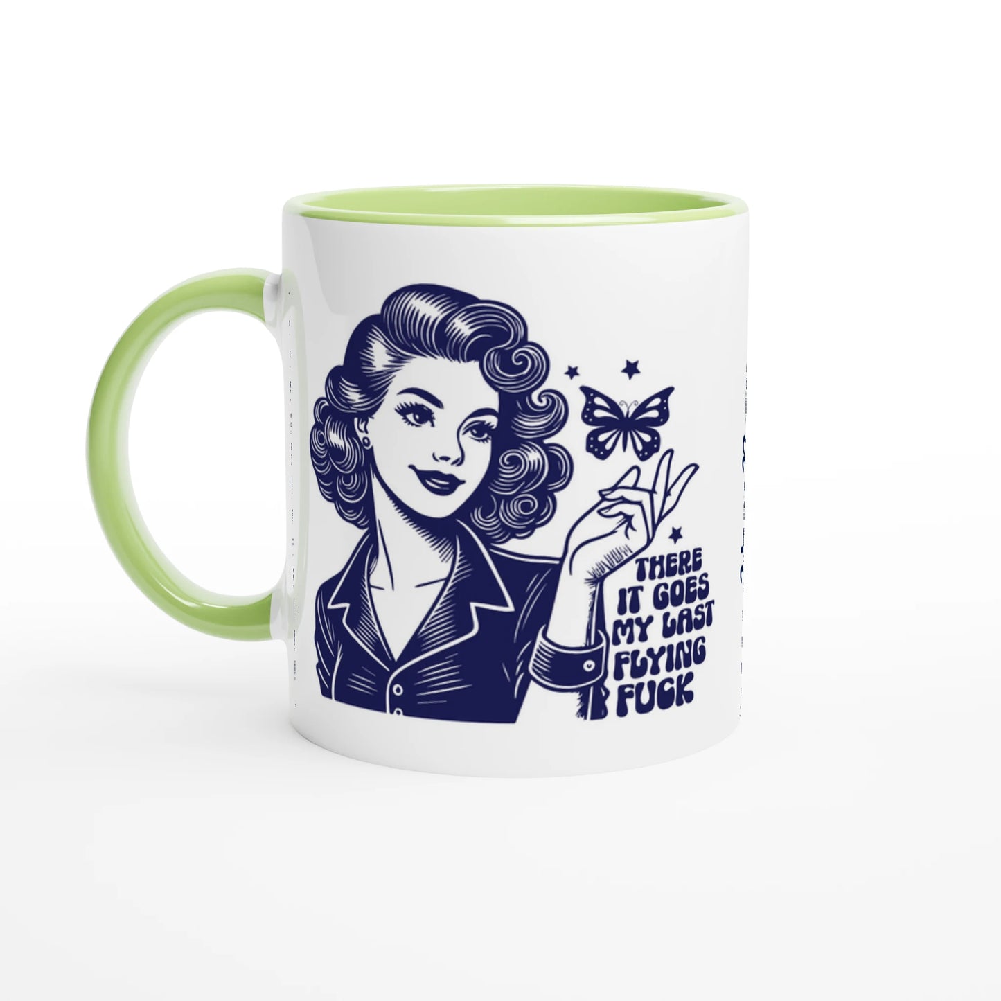 There Goes My Last Flying - Personalised 11oz Ceramic Mug Ceramic Green , Retro Woman Sarcastic Vintage Housewife , 11oz Mug