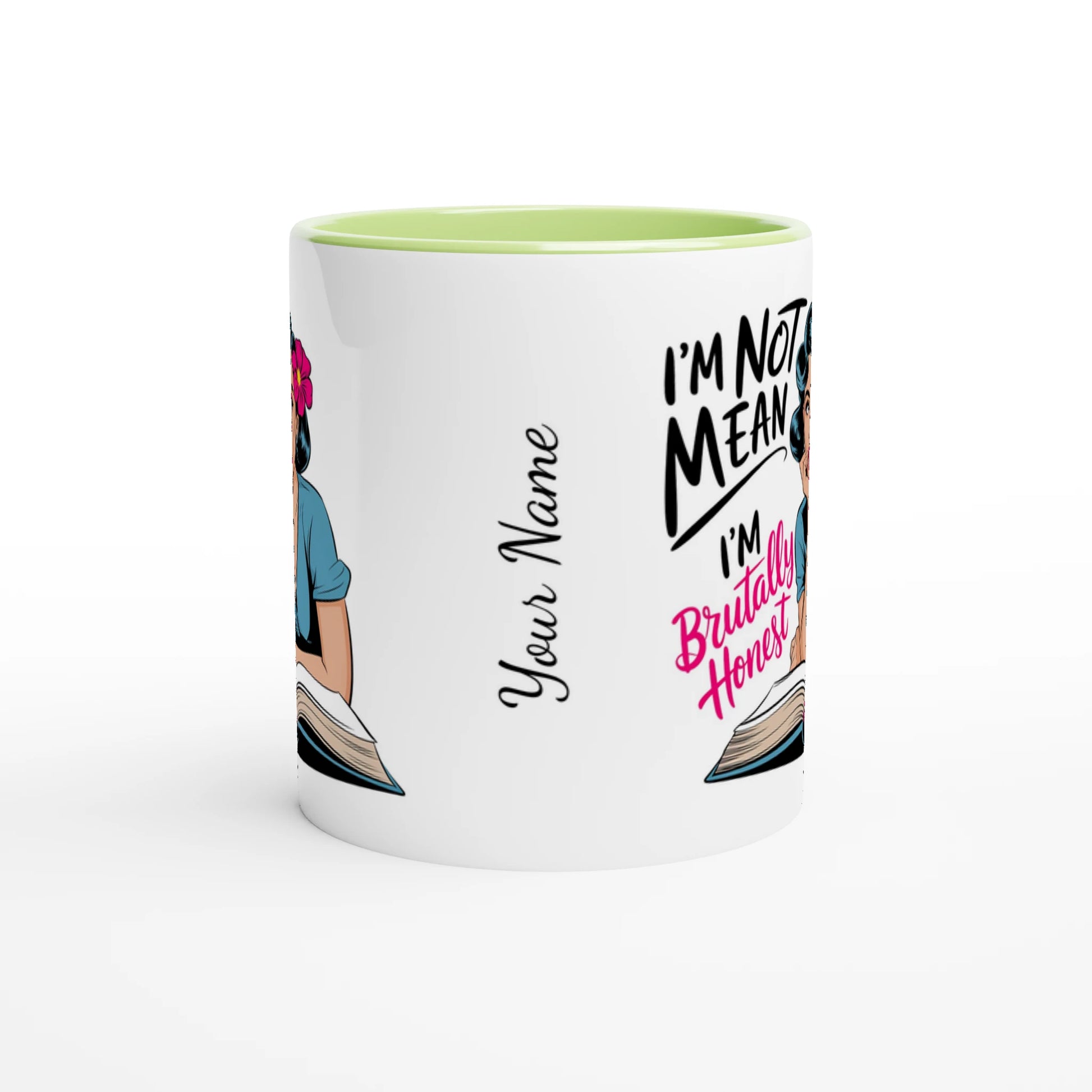 I'm Not Mean, I'm Brutally Honest - Personalised 11oz Ceramic Mug , Retro Woman Sarcastic Vintage Housewife , 11oz Mug