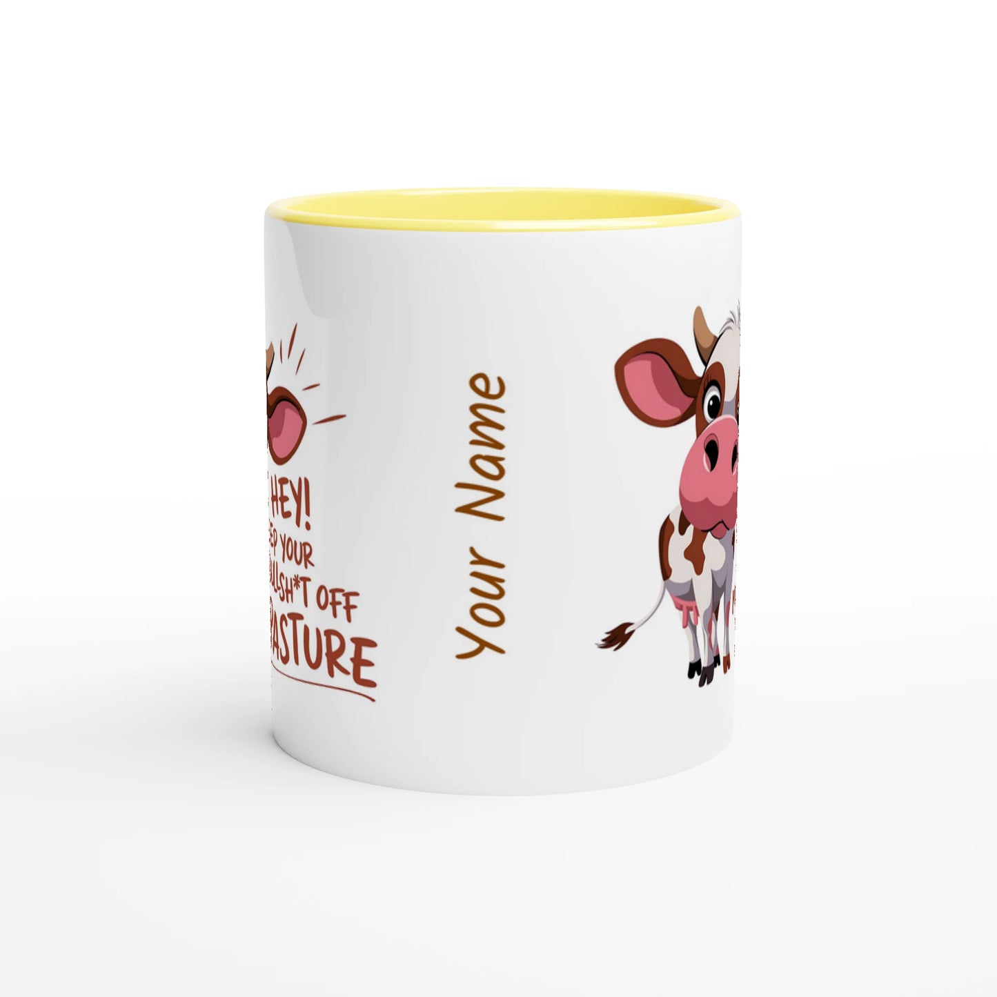 Hey, Keep Your Bull Off My Pasture - Personalised 11oz Ceramic Mug , Animal Sarcastic , 11oz Mug