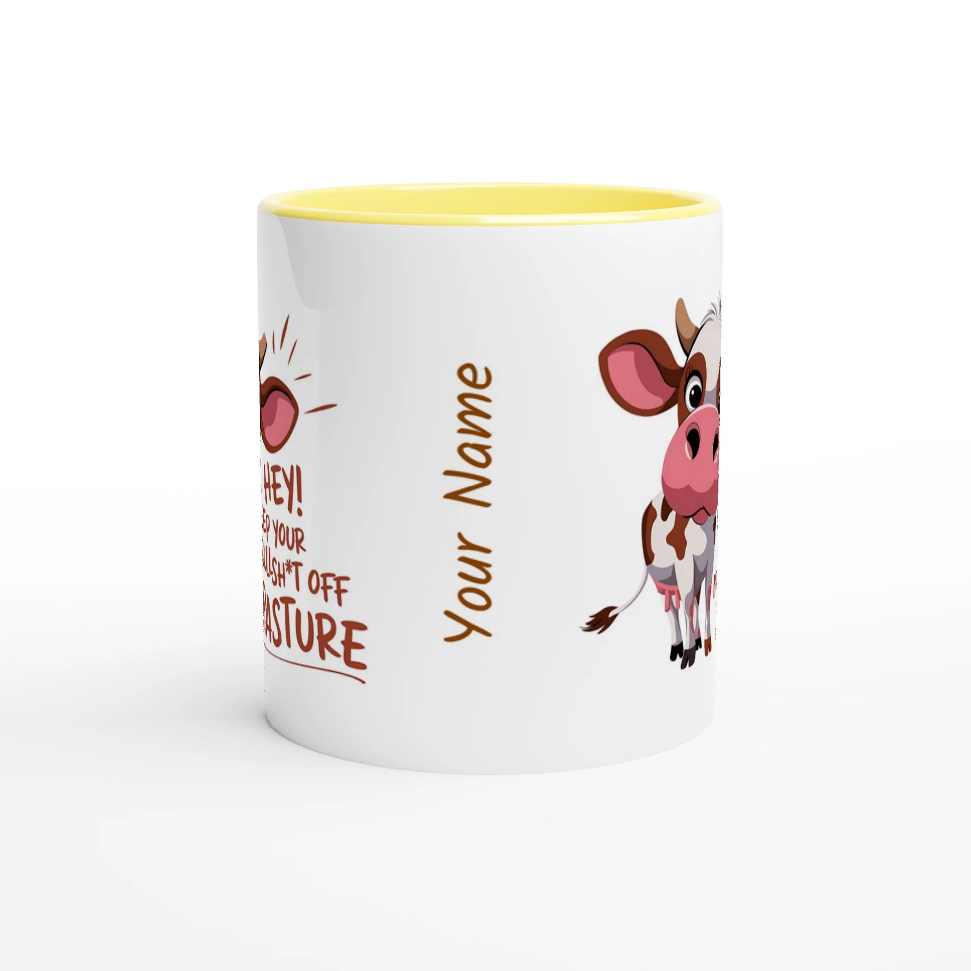 Hey, Keep Your Bull Off My Pasture - Personalised 11oz Ceramic Mug , Animal Sarcastic , 11oz Mug