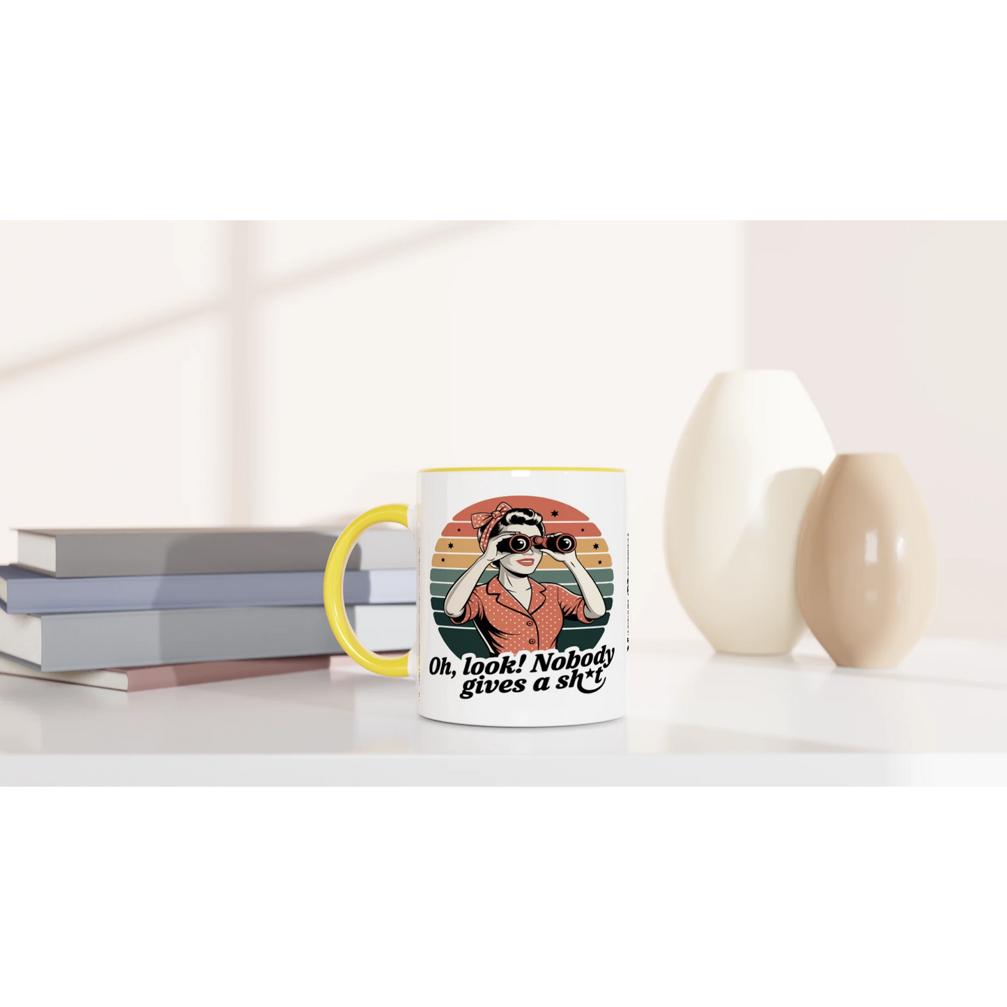 Oh Look, Nobody Gives A - Personalised 11oz Ceramic Mug , Retro Woman Sarcastic Vintage Housewife , 11oz Mug