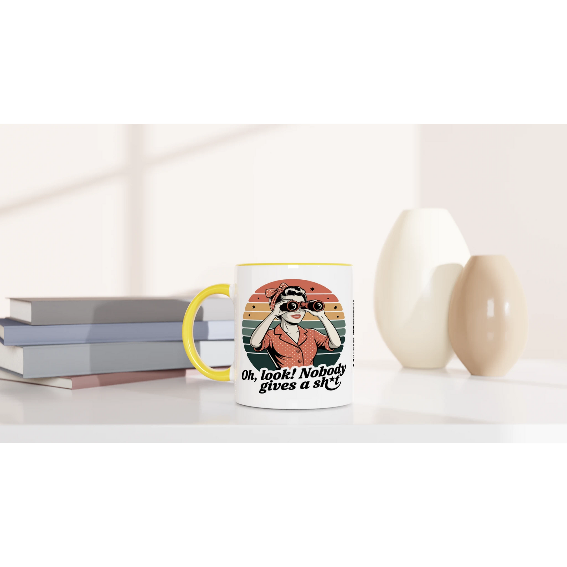 Oh Look, Nobody Gives A - Personalised 11oz Ceramic Mug , Retro Woman Sarcastic Vintage Housewife , 11oz Mug