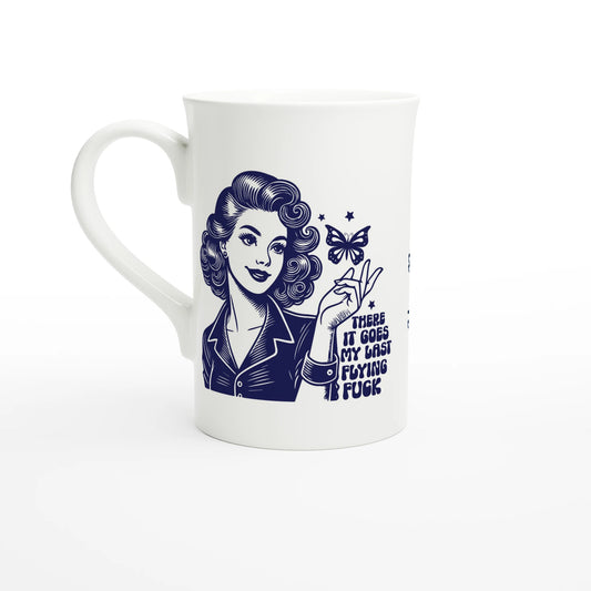 There Goes My Last Flying - Personalised White 10oz Porcelain Slim Mug Default Title , Retro Woman Sarcastic Vintage Housewife , Porcelain Mug