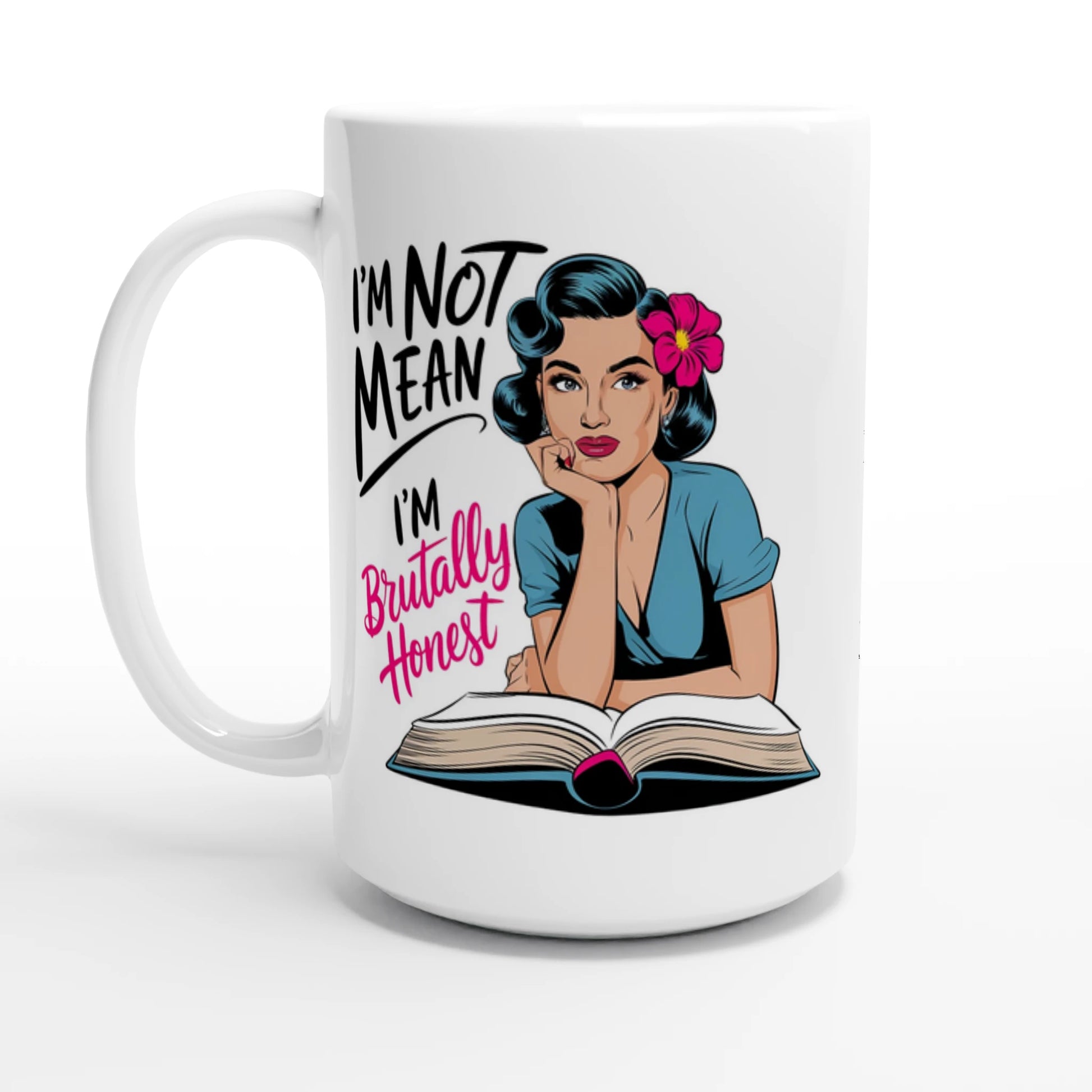 I'm Not Mean, I'm Brutally Honest - Personalised White 15oz Ceramic Mug Default Title , Retro Woman Sarcastic Vintage Housewife , 15oz Mug