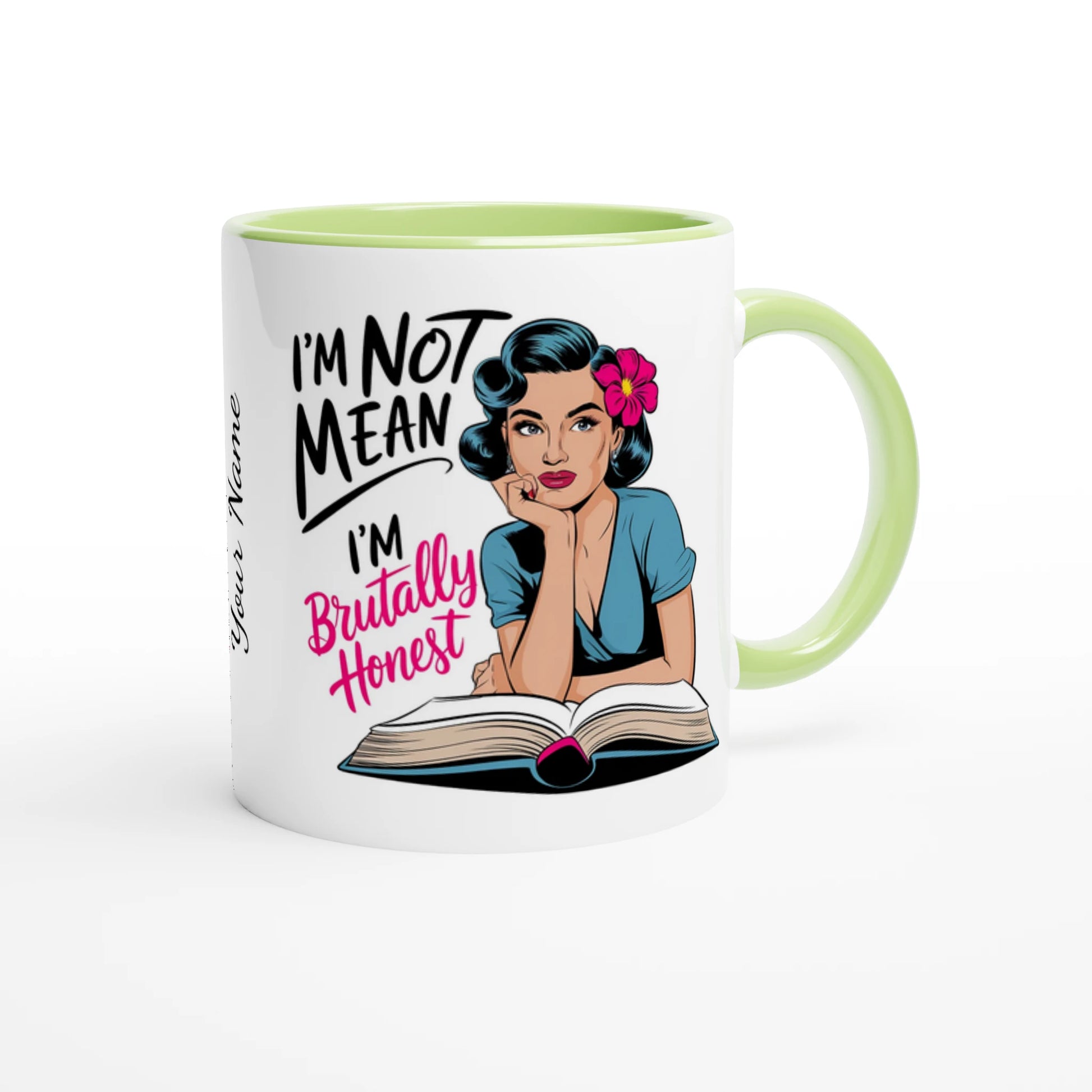 I'm Not Mean, I'm Brutally Honest - Personalised 11oz Ceramic Mug , Retro Woman Sarcastic Vintage Housewife , 11oz Mug