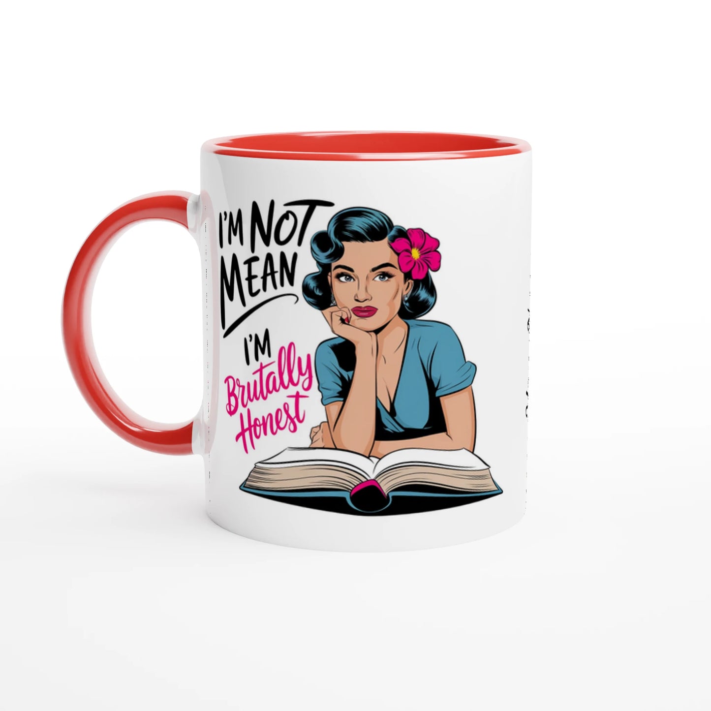 I'm Not Mean, I'm Brutally Honest - Personalised 11oz Ceramic Mug Ceramic Red , Retro Woman Sarcastic Vintage Housewife , 11oz Mug