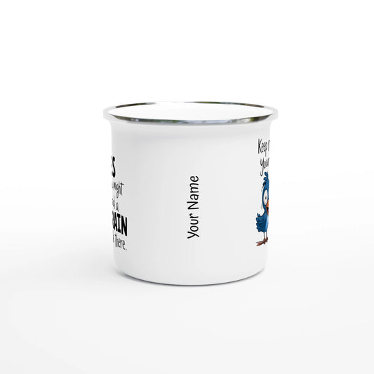 Keep Rolling Your Eyes, You Might Find A Brain Back There - Personalised White 12oz Enamel Mug , Animal Sarcastic , Enamel Mug