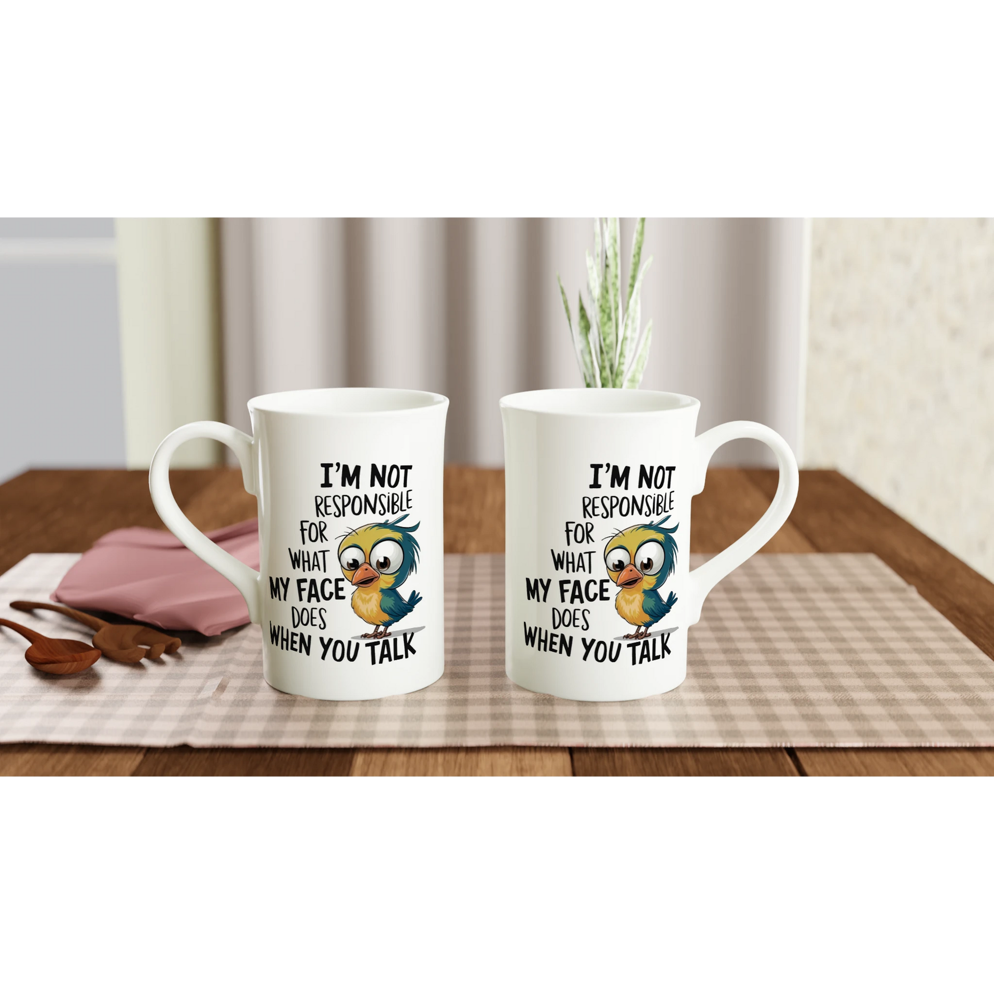I'm Not Responsible For What My Face Does When You Talk - Personalised White 10oz Porcelain Slim Mug , Animal Sarcastic , Porcelain Mug