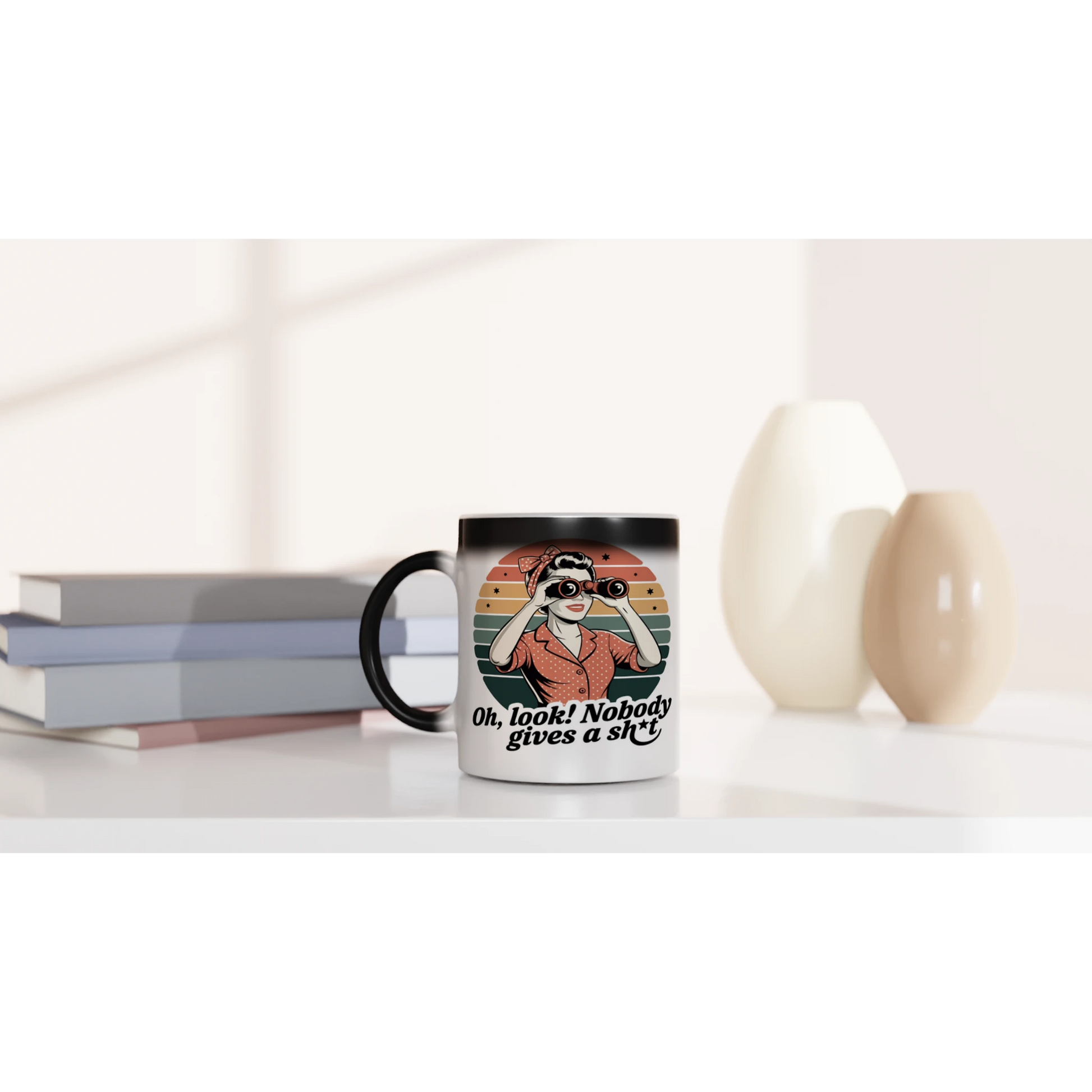 Oh Look, Nobody Gives A - Personalised Magic 11oz Ceramic Mug , Retro Woman Sarcastic Vintage Housewife , Magic Mug
