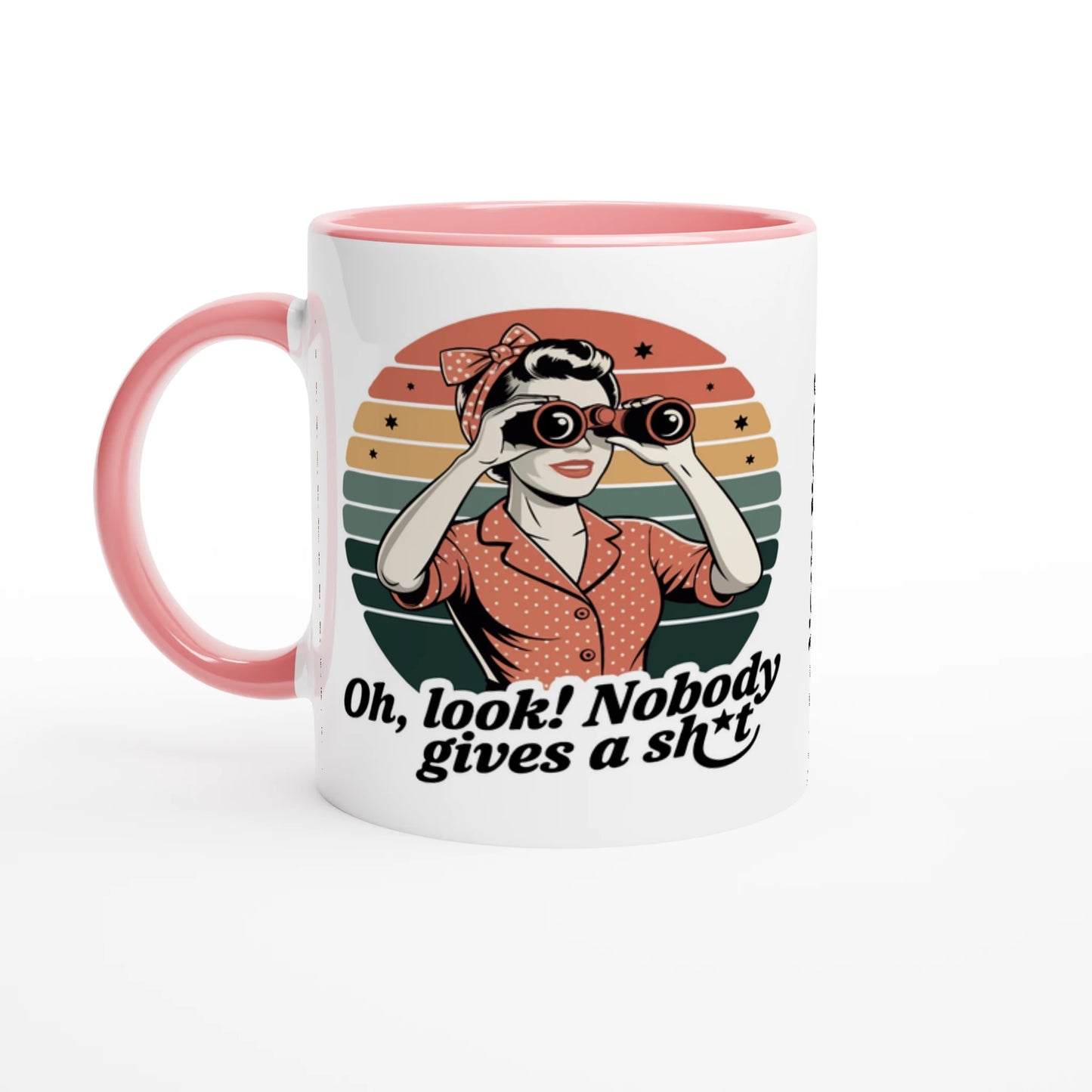 Oh Look, Nobody Gives A - Personalised 11oz Ceramic Mug Ceramic Pink , Retro Woman Sarcastic Vintage Housewife , 11oz Mug
