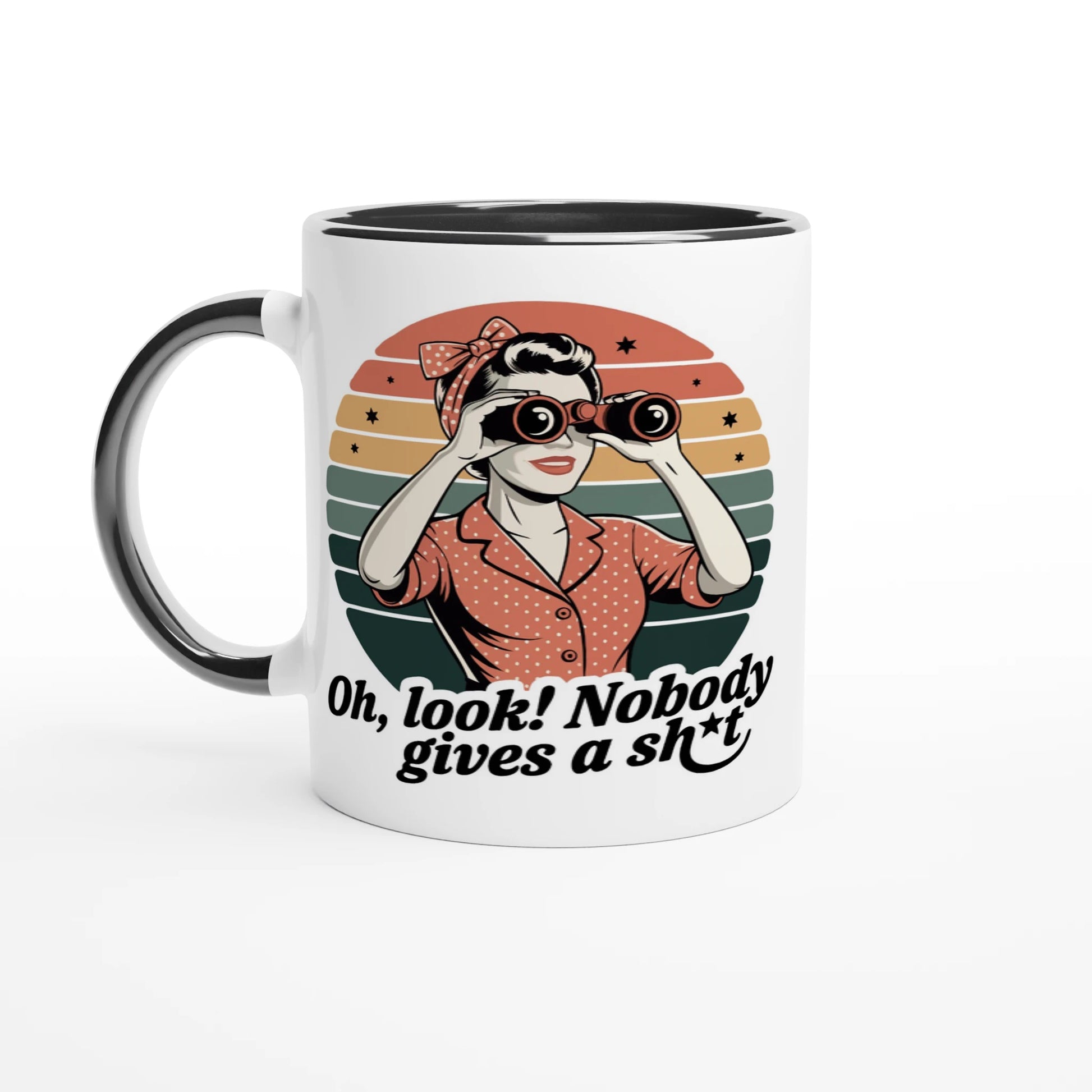 Oh Look, Nobody Gives A - Personalised 11oz Ceramic Mug Ceramic Black , Retro Woman Sarcastic Vintage Housewife , 11oz Mug