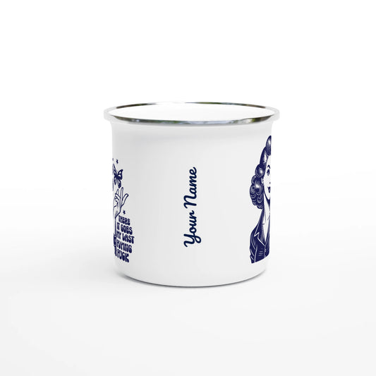 There Goes My Last Flying - Personalised White 12oz Enamel Mug , Retro Woman Sarcastic Vintage Housewife , Enamel Mug