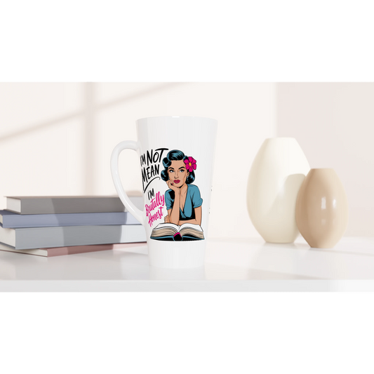 I'm Not Mean, I'm Brutally Honest - Personalised White Latte 17oz Ceramic Mug , Retro Woman Sarcastic Vintage Housewife , Latte Mug