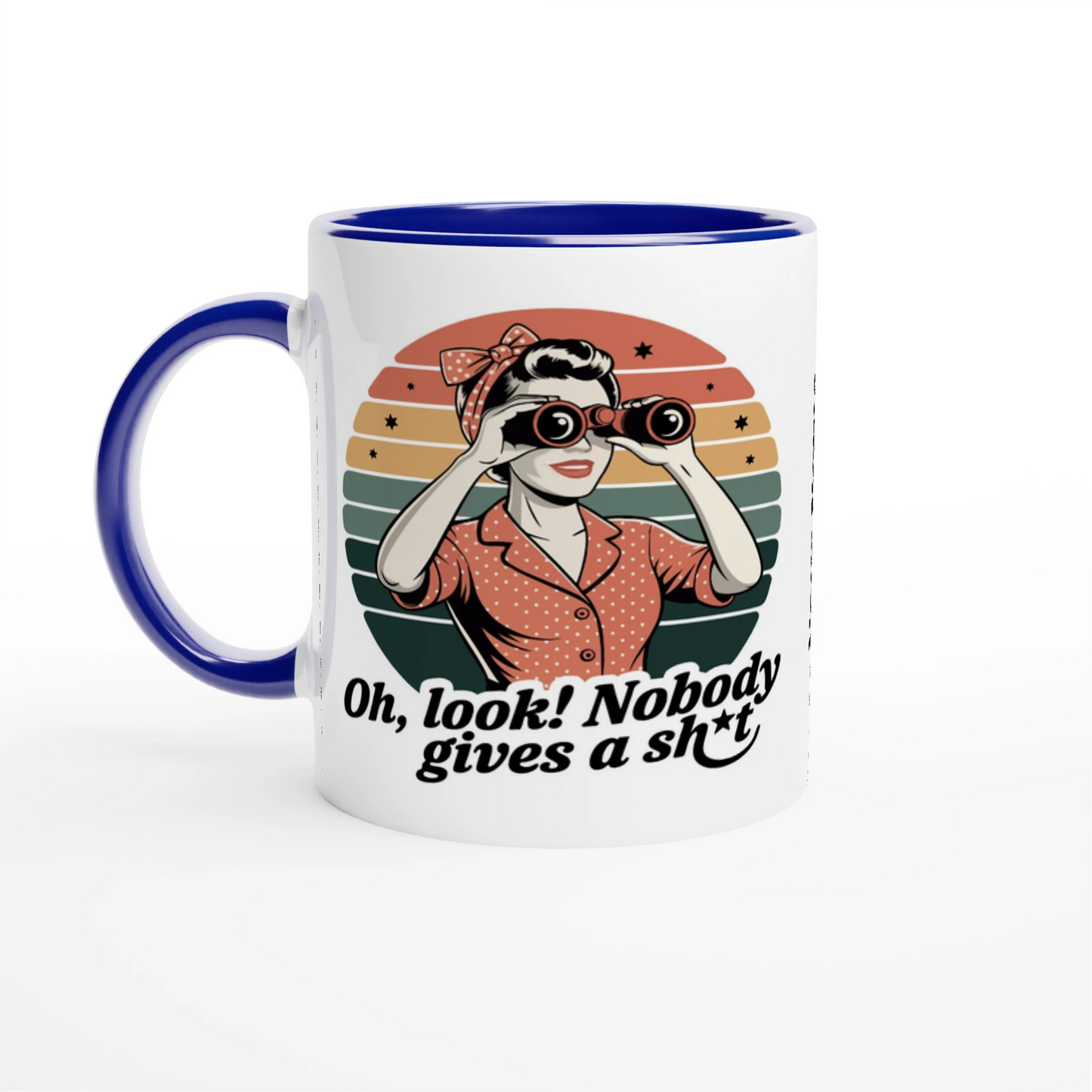 Oh Look, Nobody Gives A - Personalised 11oz Ceramic Mug Ceramic Blue , Retro Woman Sarcastic Vintage Housewife , 11oz Mug