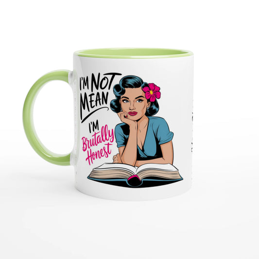 I'm Not Mean, I'm Brutally Honest - Personalised 11oz Ceramic Mug Ceramic Green , Retro Woman Sarcastic Vintage Housewife , 11oz Mug