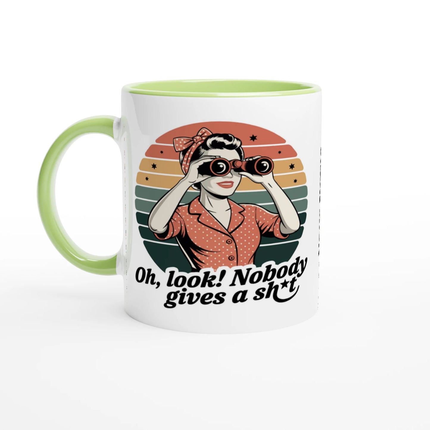 Oh Look, Nobody Gives A - Personalised 11oz Ceramic Mug Ceramic Green , Retro Woman Sarcastic Vintage Housewife , 11oz Mug