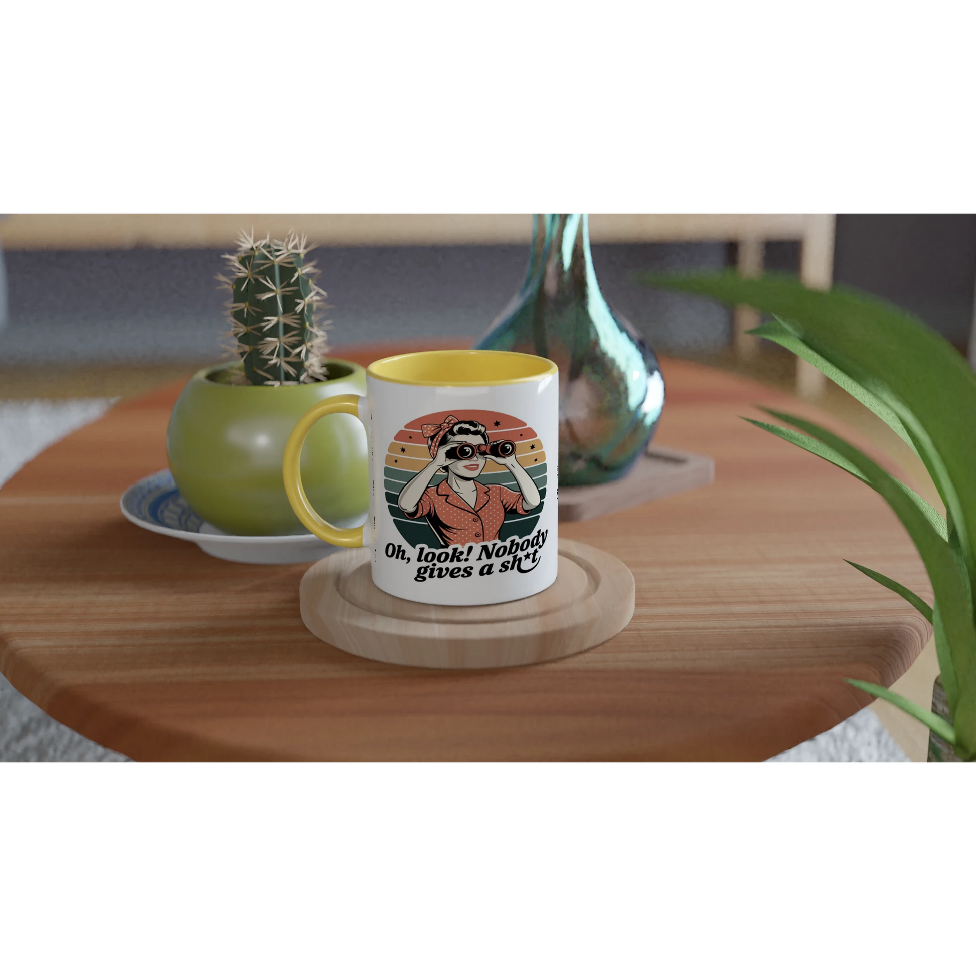 Oh Look, Nobody Gives A - Personalised 11oz Ceramic Mug , Retro Woman Sarcastic Vintage Housewife , 11oz Mug
