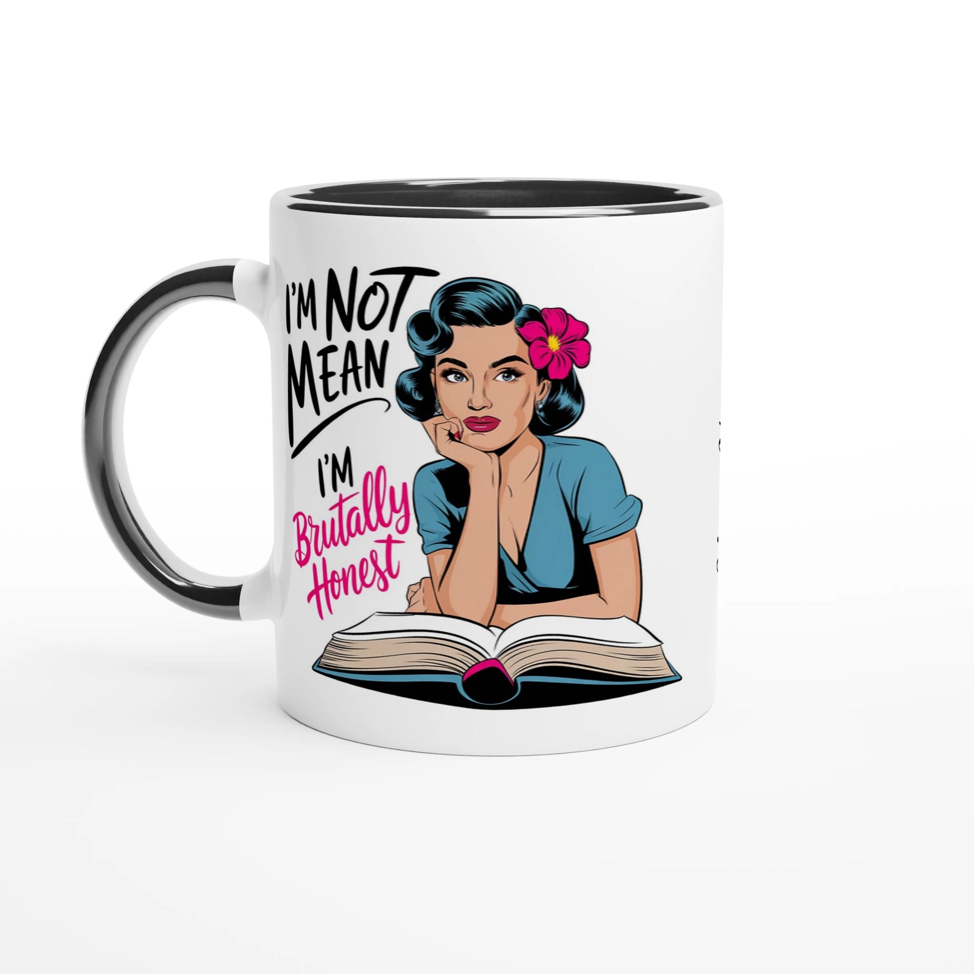 I'm Not Mean, I'm Brutally Honest - Personalised 11oz Ceramic Mug Ceramic Black , Retro Woman Sarcastic Vintage Housewife , 11oz Mug