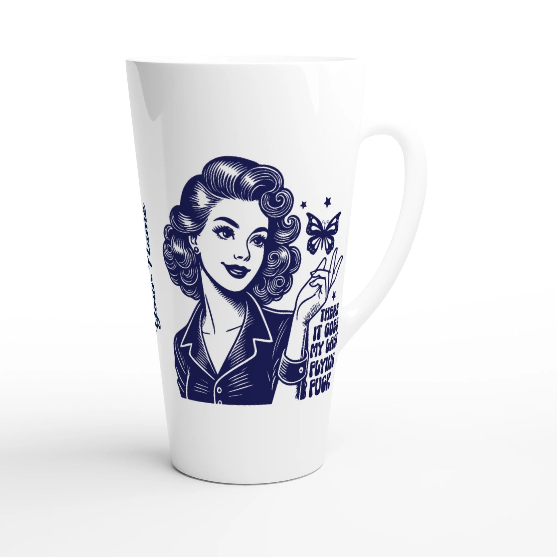 There Goes My Last Flying - Personalised White Latte 17oz Ceramic Mug , Retro Woman Sarcastic Vintage Housewife , Latte Mug