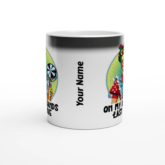 On My Husbands Last Nerve - Personalised Magic 11oz Ceramic Mug , Retro Woman Sarcastic Vintage Housewife , Magic Mug