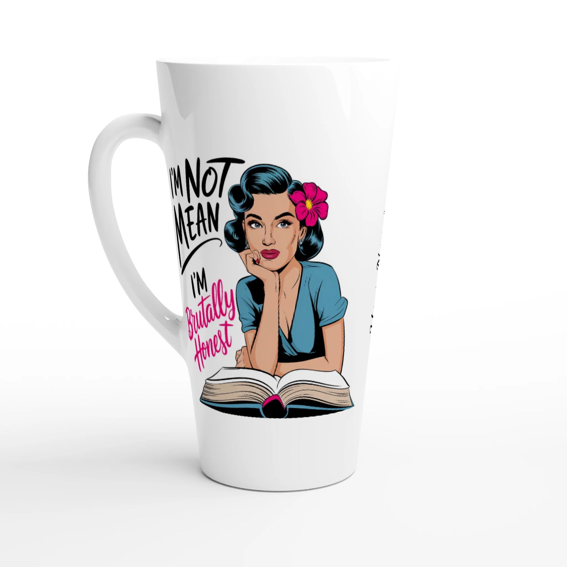 I'm Not Mean, I'm Brutally Honest - Personalised White Latte 17oz Ceramic Mug Default Title , Retro Woman Sarcastic Vintage Housewife , Latte Mug