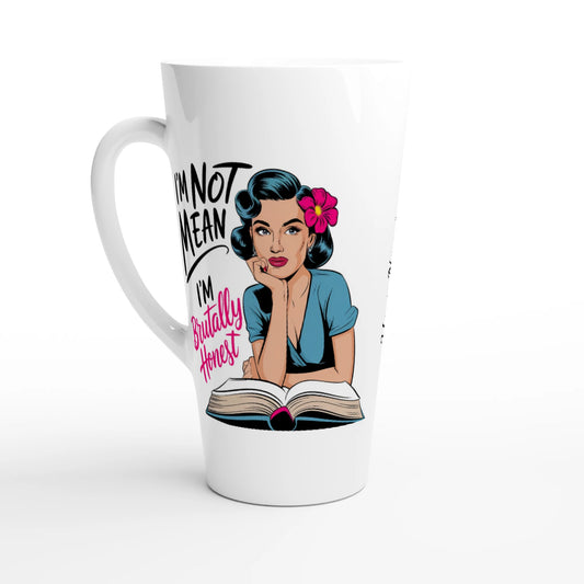 I'm Not Mean, I'm Brutally Honest - Personalised White Latte 17oz Ceramic Mug Default Title , Retro Woman Sarcastic Vintage Housewife , Latte Mug