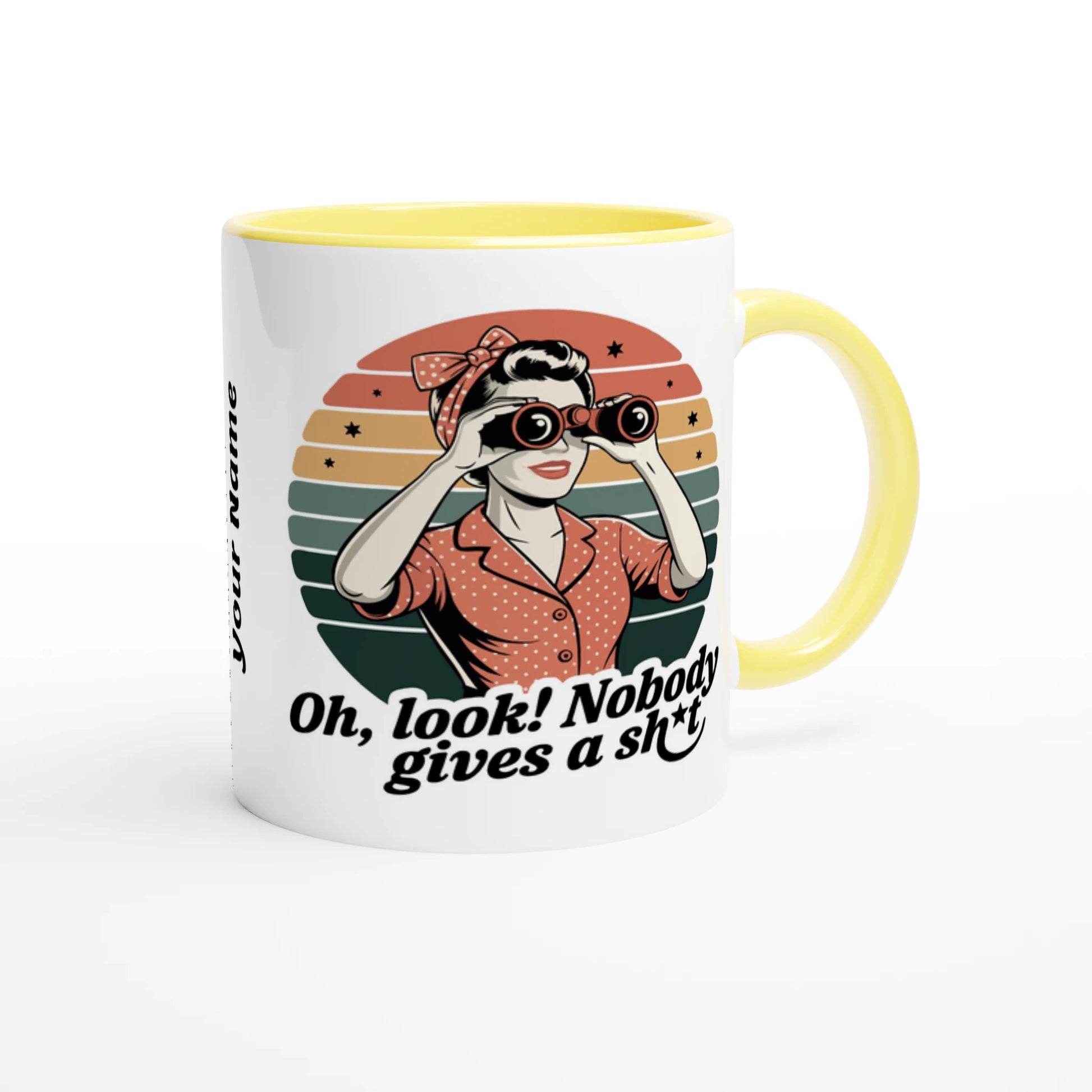 Oh Look, Nobody Gives A - Personalised 11oz Ceramic Mug , Retro Woman Sarcastic Vintage Housewife , 11oz Mug