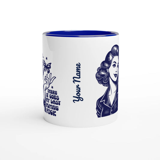 There Goes My Last Flying - Personalised 11oz Ceramic Mug , Retro Woman Sarcastic Vintage Housewife , 11oz Mug