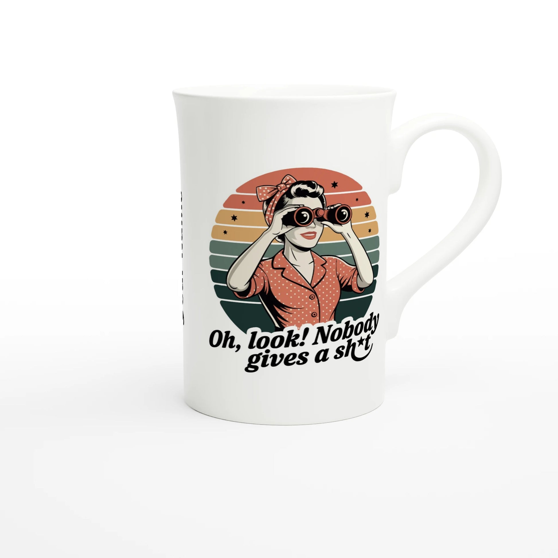 Oh Look, Nobody Gives A - Personalised White 10oz Porcelain Slim Mug , Retro Woman Sarcastic Vintage Housewife , Porcelain Mug