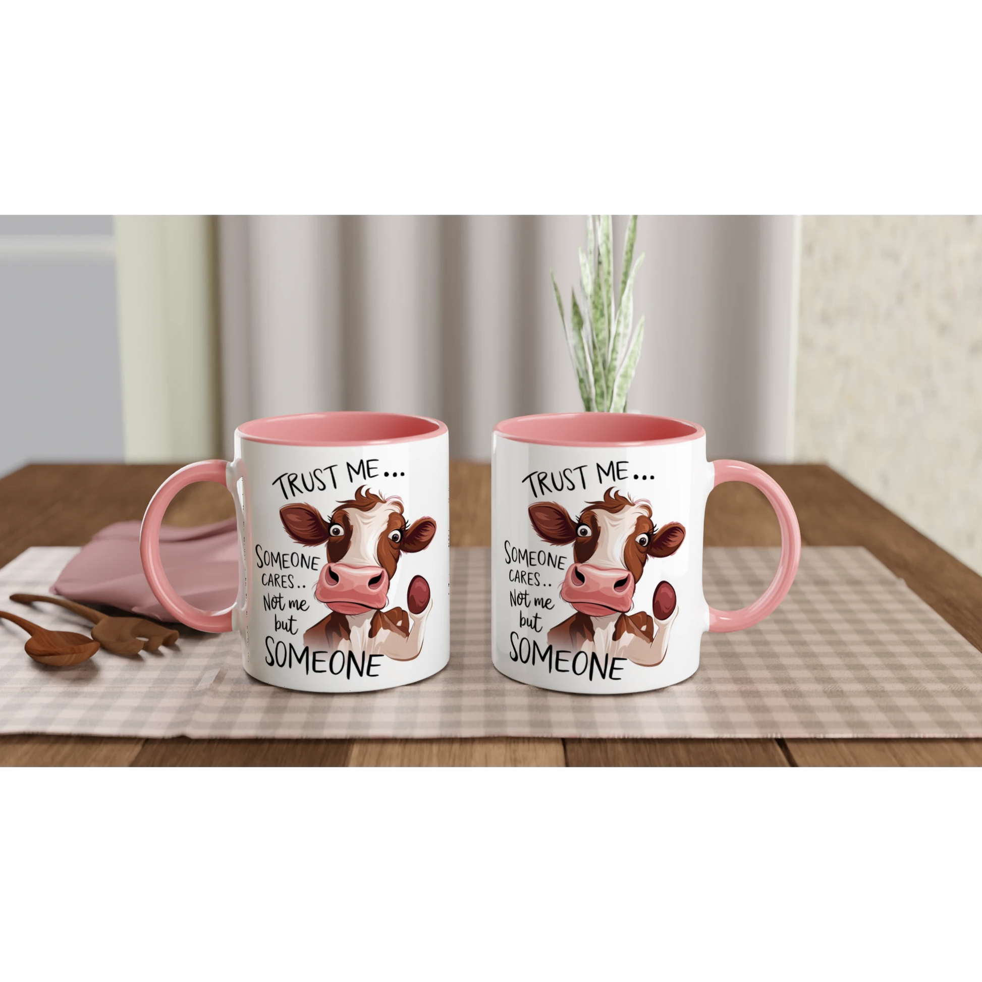 Trust Me, Someone Cares, Not Me But Someone, Cow - Personalised 11oz Ceramic Mug , Animal Sarcastic , 11oz Mug