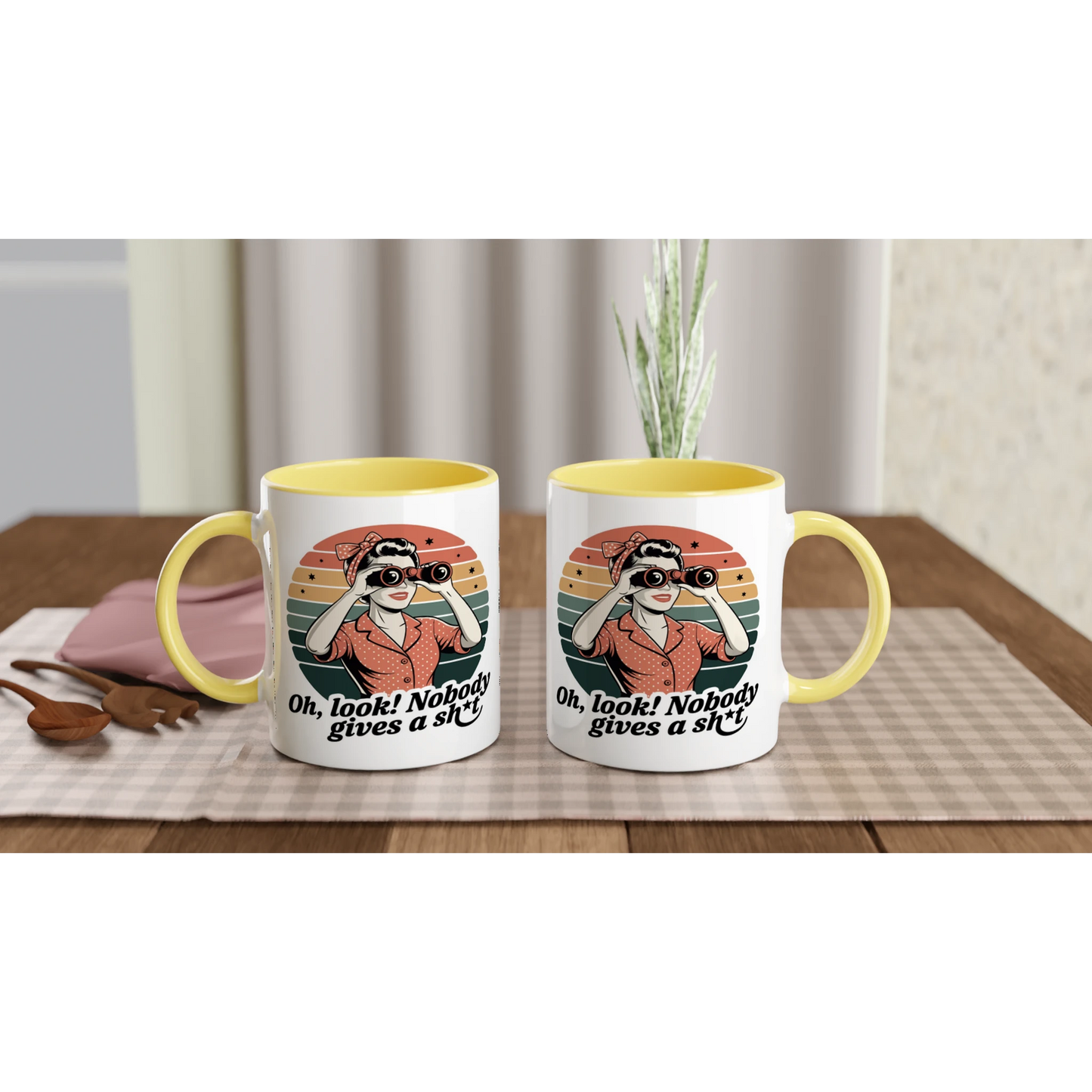 Oh Look, Nobody Gives A - Personalised 11oz Ceramic Mug , Retro Woman Sarcastic Vintage Housewife , 11oz Mug