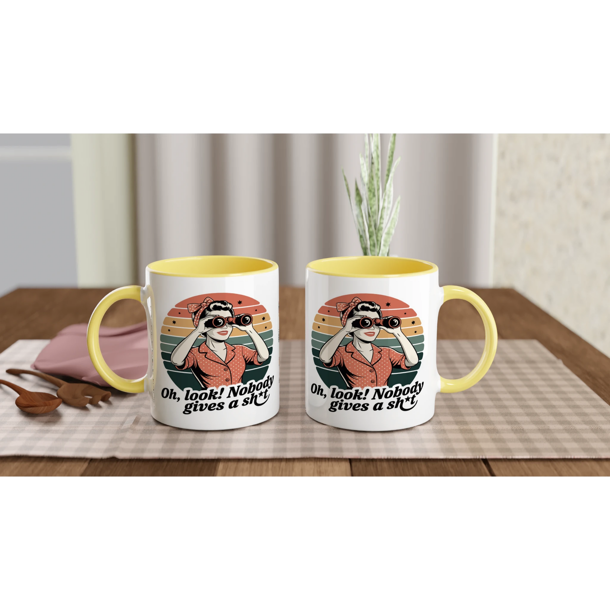 Oh Look, Nobody Gives A - Personalised 11oz Ceramic Mug , Retro Woman Sarcastic Vintage Housewife , 11oz Mug