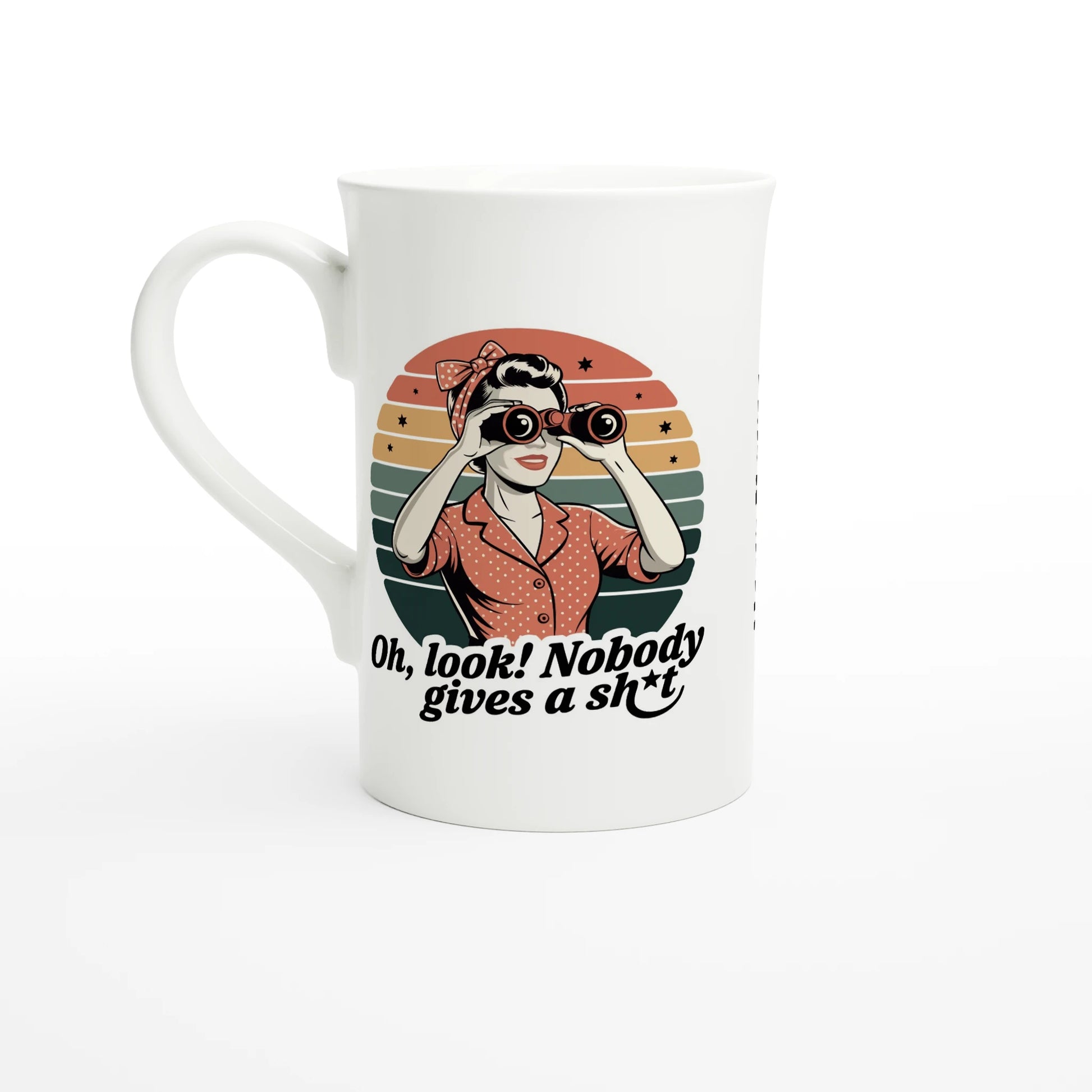 Oh Look, Nobody Gives A - Personalised White 10oz Porcelain Slim Mug Default Title , Retro Woman Sarcastic Vintage Housewife , Porcelain Mug