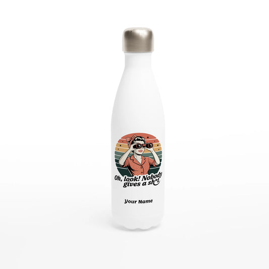 Oh Look, Nobody Gives A - Personalised White 17oz Stainless Steel Water Bottle Default Title , Retro Woman Sarcastic Vintage Housewife , Water Bottle
