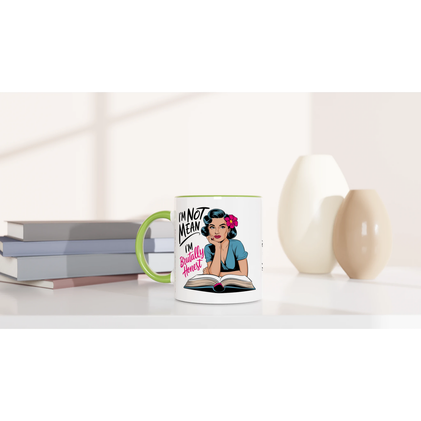 I'm Not Mean, I'm Brutally Honest - Personalised 11oz Ceramic Mug , Retro Woman Sarcastic Vintage Housewife , 11oz Mug