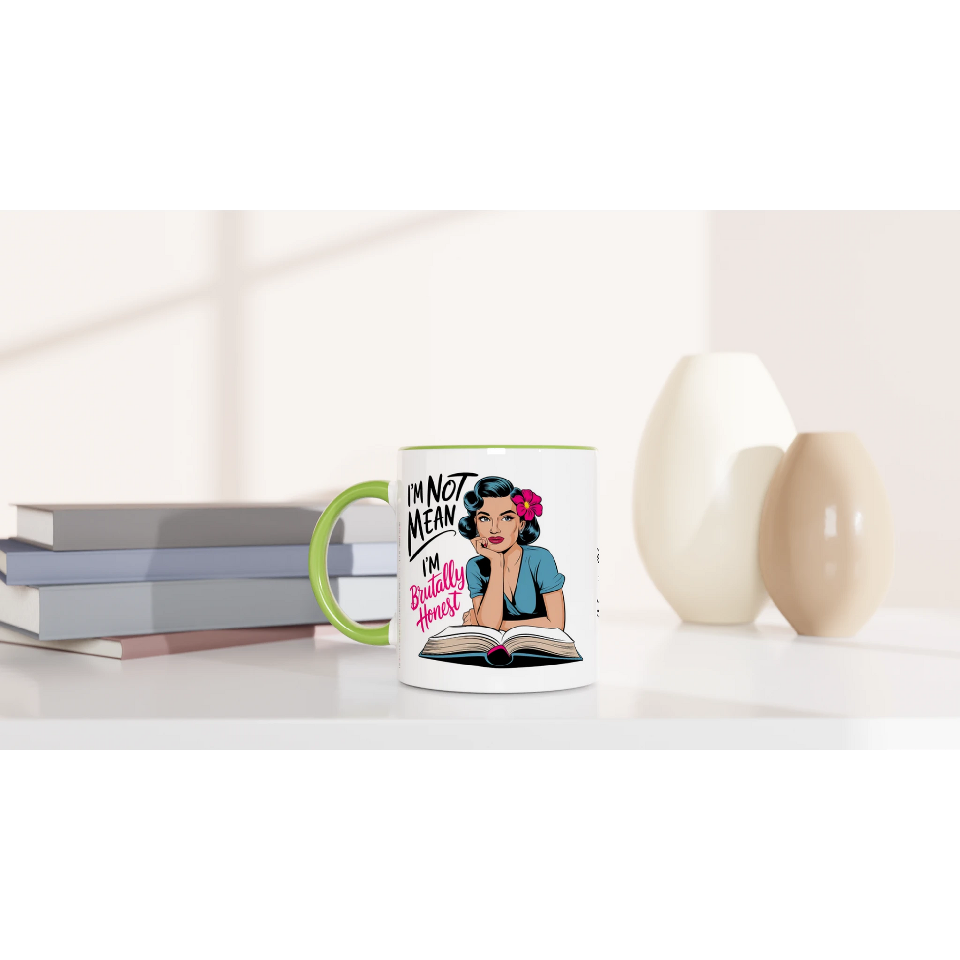 I'm Not Mean, I'm Brutally Honest - Personalised 11oz Ceramic Mug , Retro Woman Sarcastic Vintage Housewife , 11oz Mug