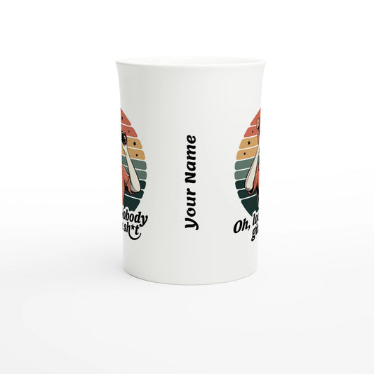 Oh Look, Nobody Gives A - Personalised White 10oz Porcelain Slim Mug , Retro Woman Sarcastic Vintage Housewife , Porcelain Mug