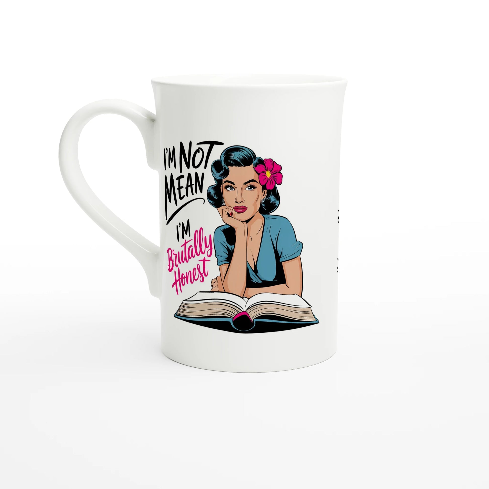 I'm Not Mean, I'm Brutally Honest - Personalised White 10oz Porcelain Slim Mug Default Title , Retro Woman Sarcastic Vintage Housewife , Porcelain Mug