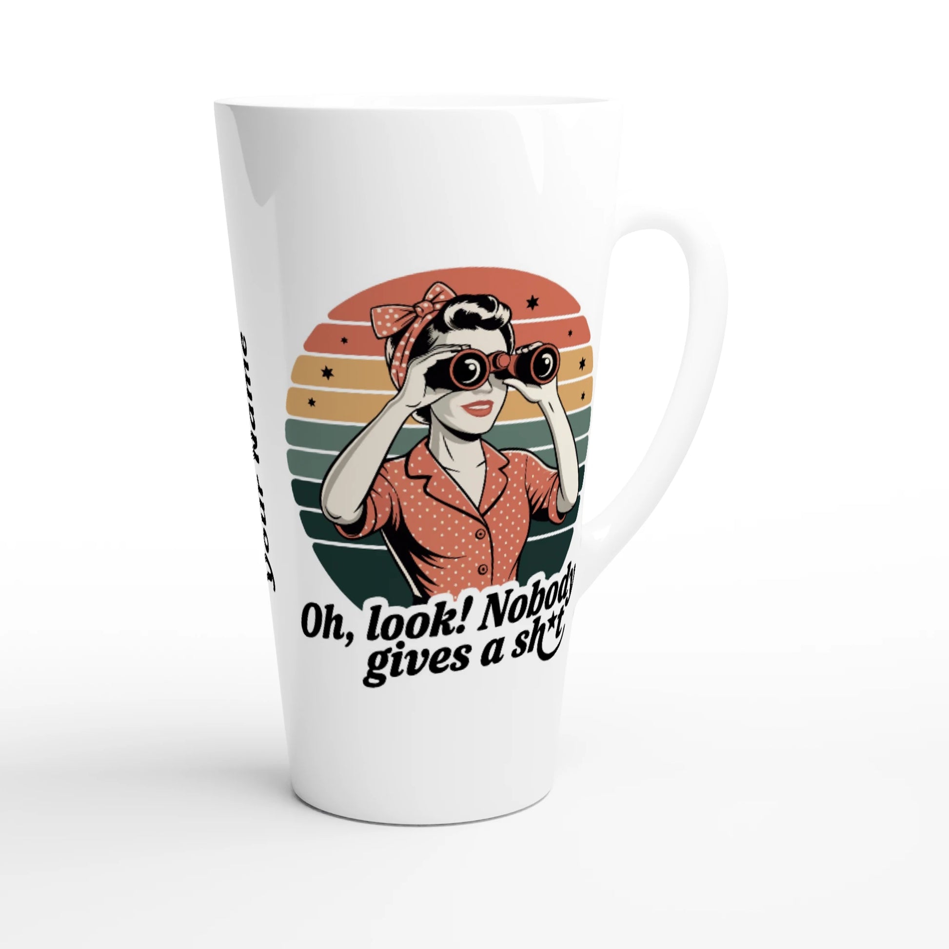 Oh Look, Nobody Gives A - Personalised White Latte 17oz Ceramic Mug , Retro Woman Sarcastic Vintage Housewife , Latte Mug